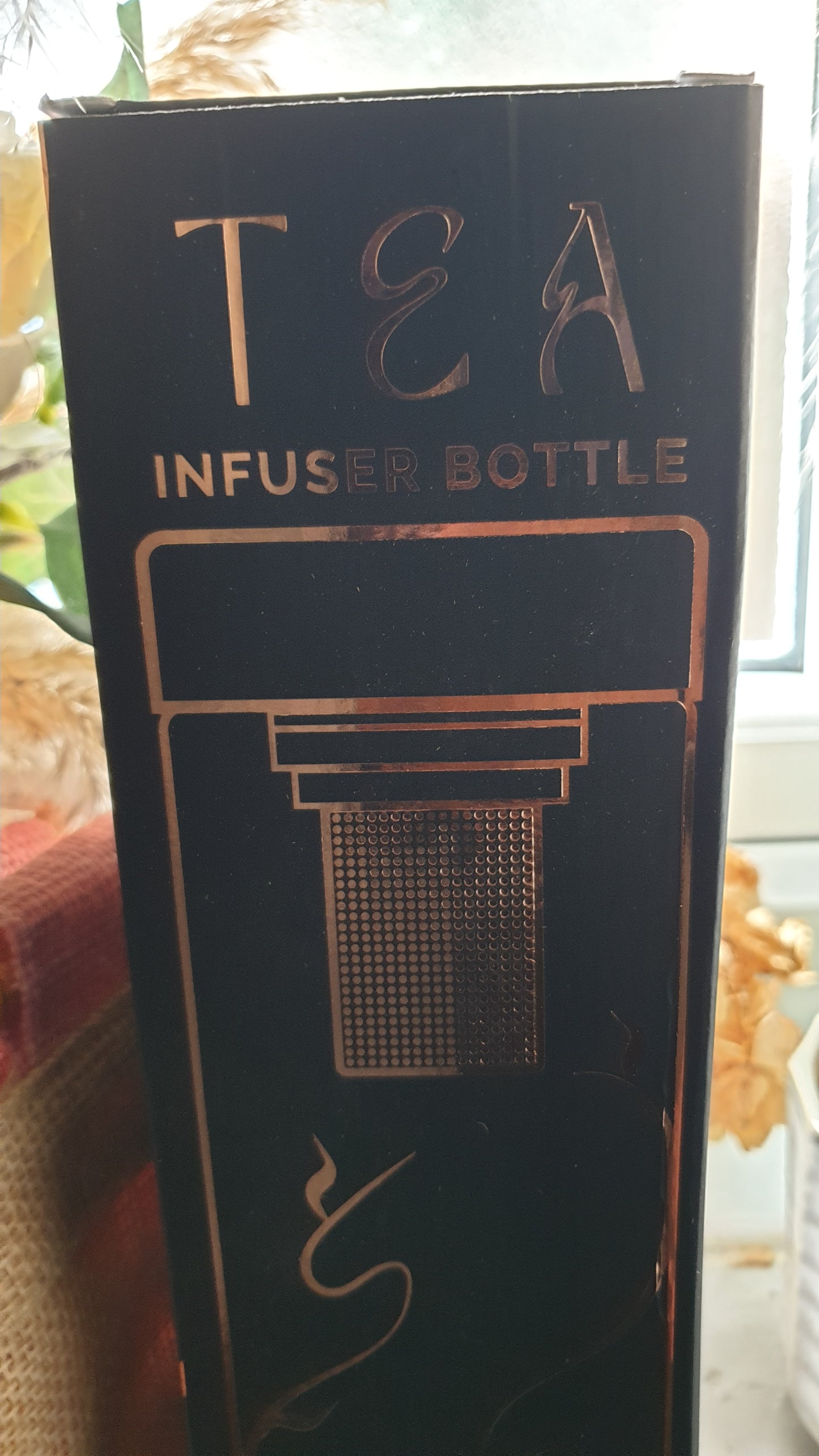 Crystal Glass Tea/COFFEE Infuser Bottle - Rose Gold - Onyx