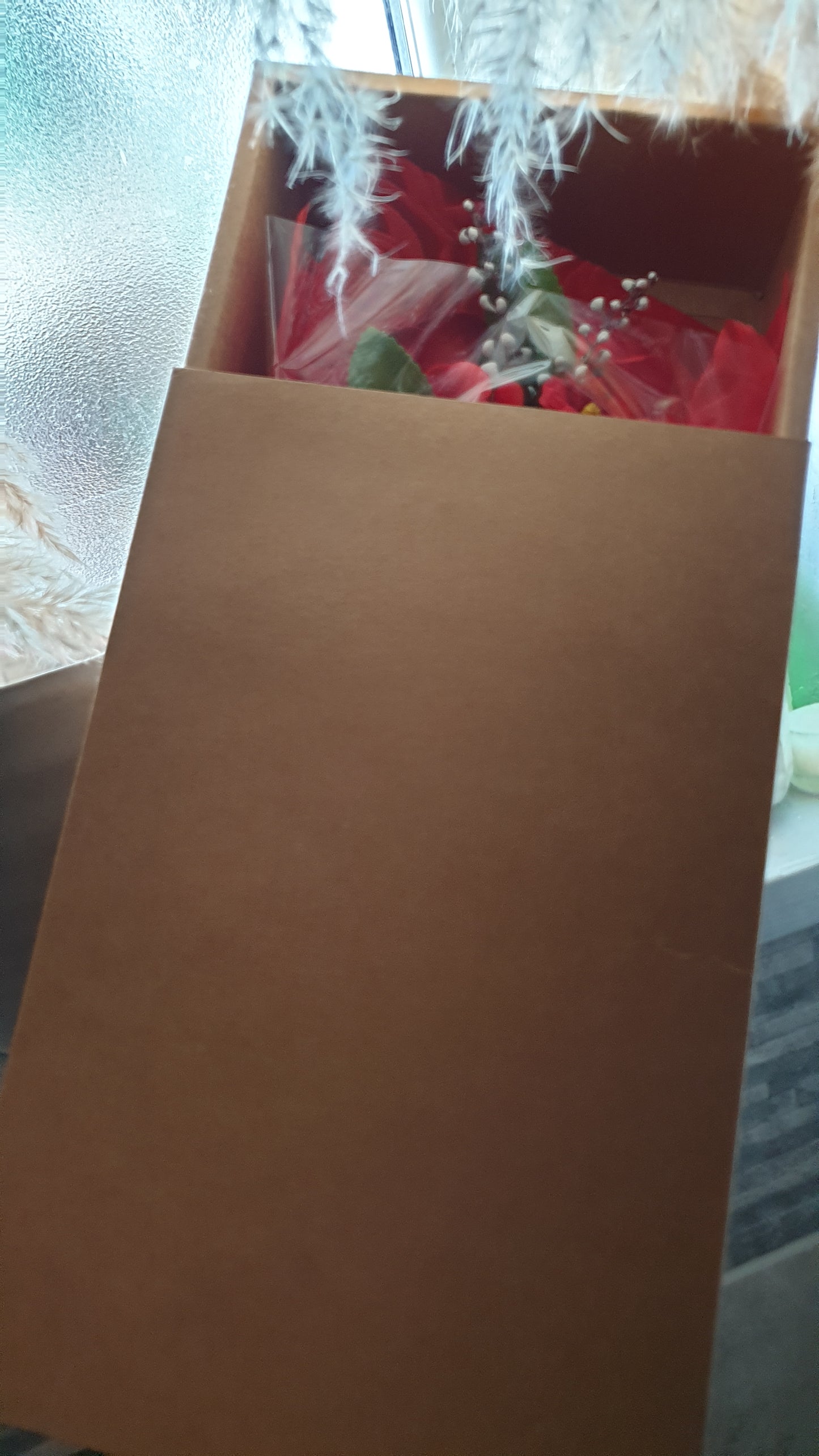 RED BOXED FLOWER SOAP BOUQUET 4 COLOUR CHOICE