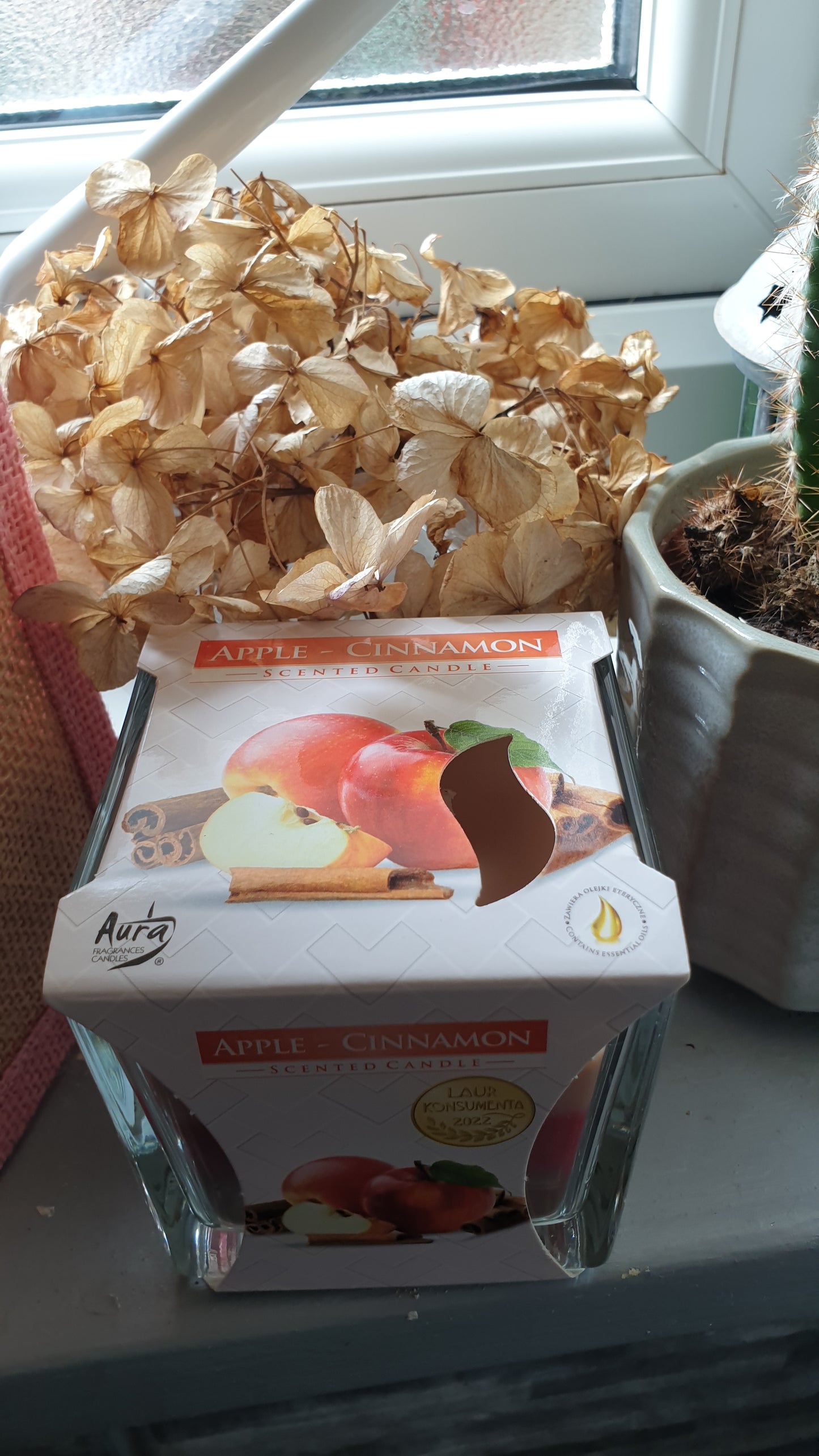 AURA APPLE AND CINNAMON SCENTED CANDLE