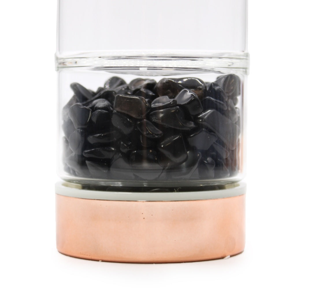Crystal Glass Tea/COFFEE Infuser Bottle - Rose Gold - Onyx