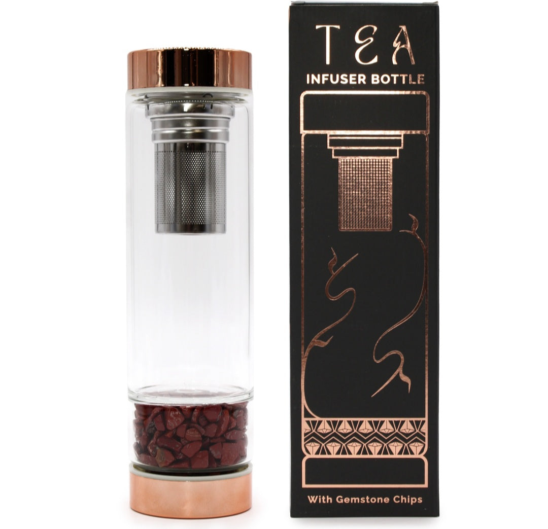 Crystal Glass Tea/COFFEE Infuser Bottle - Rose Gold - Onyx