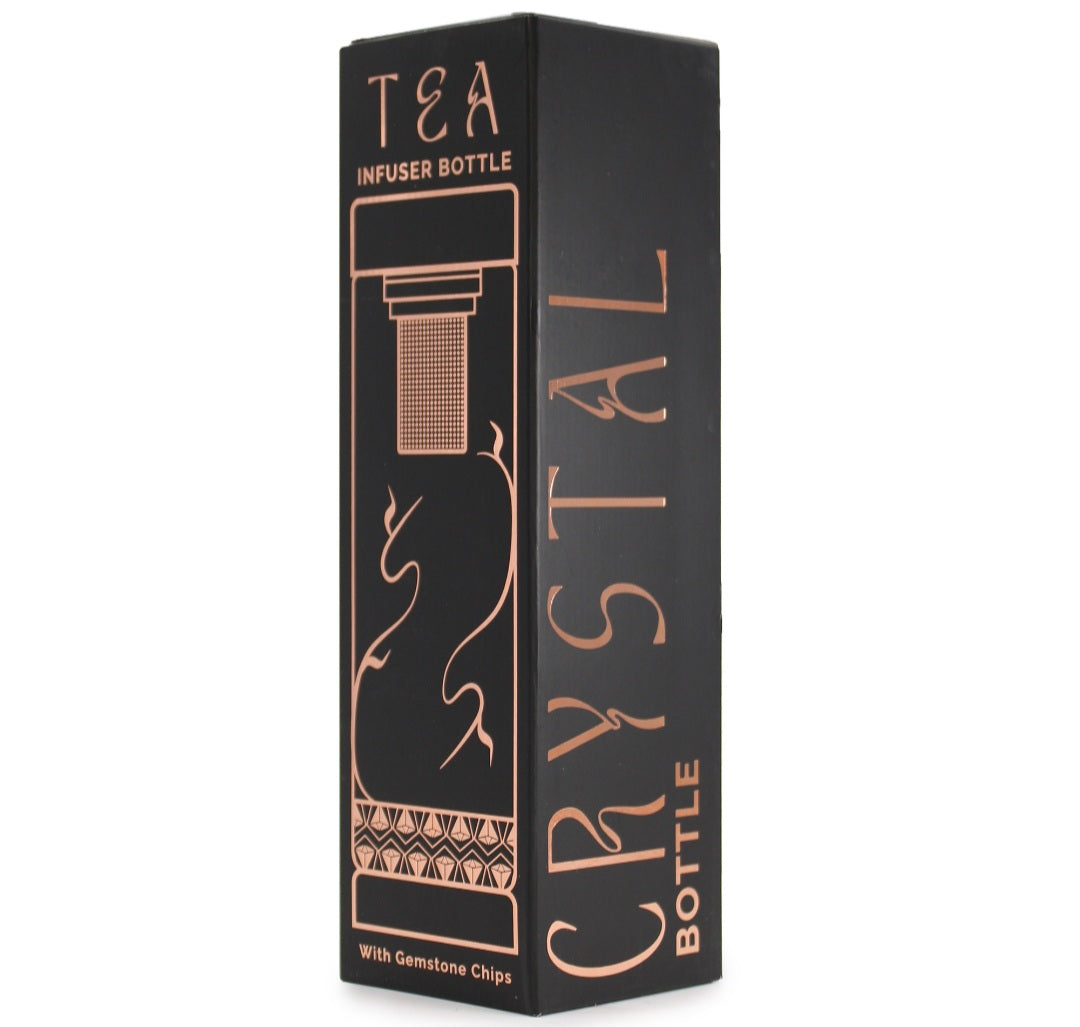 Crystal Glass Tea/COFFEE Infuser Bottle - Rose Gold - Onyx