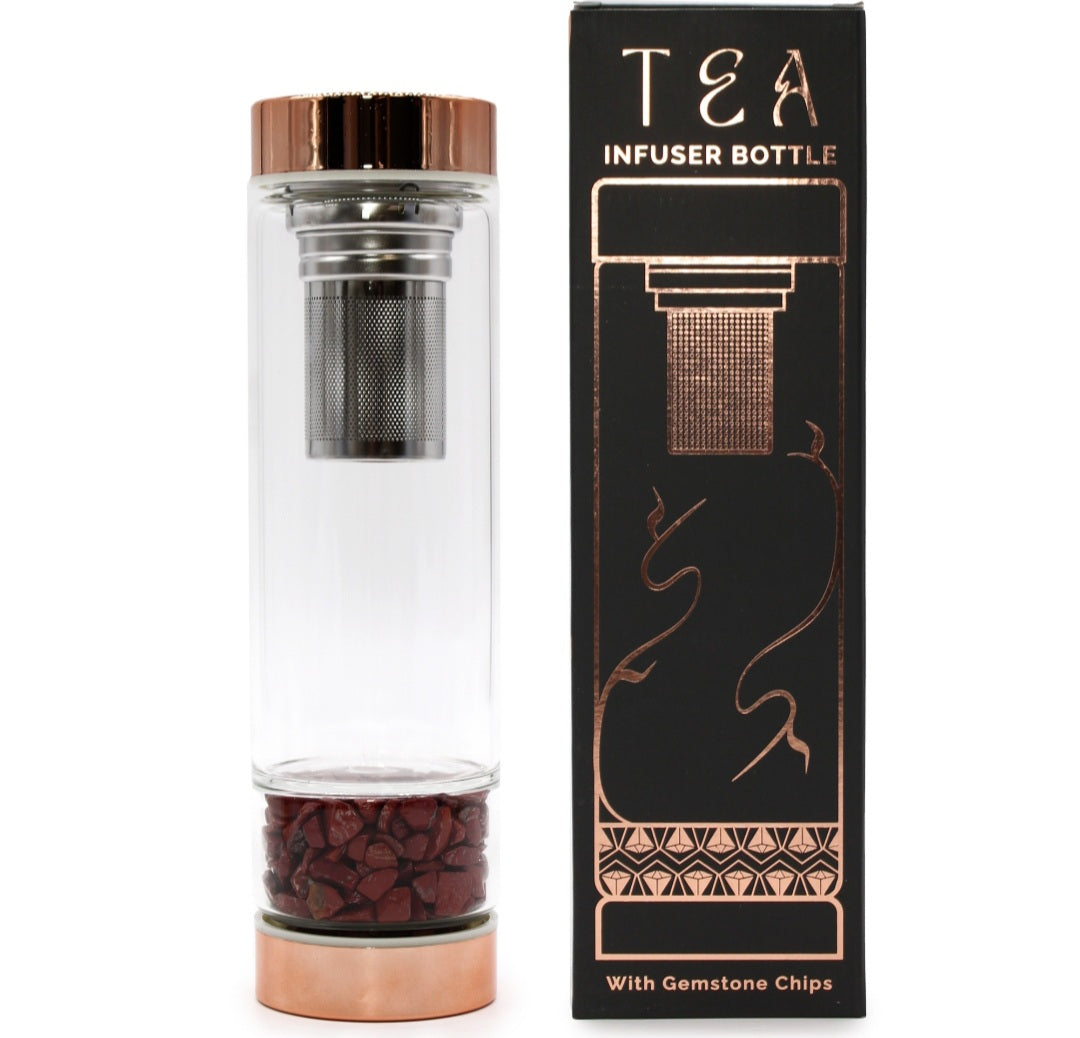 Crystal Glass Tea/COFFEE Infuser Bottle - Rose Gold - Onyx