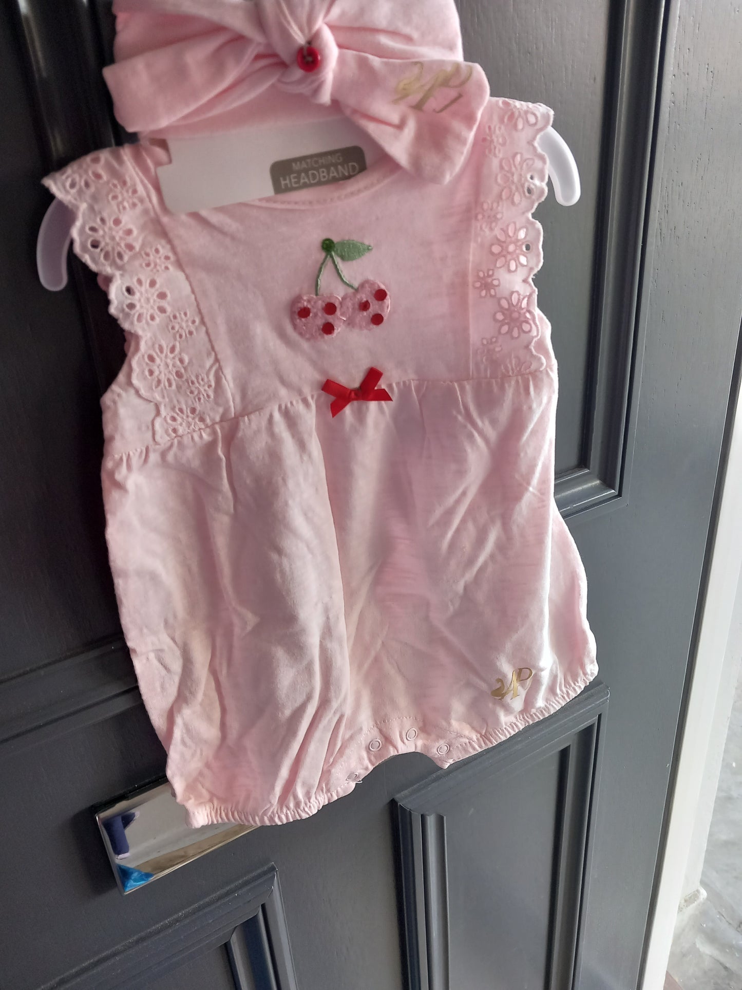 6-9 MTHS BABY PINK DESIGNER ROMPER SET KIDS