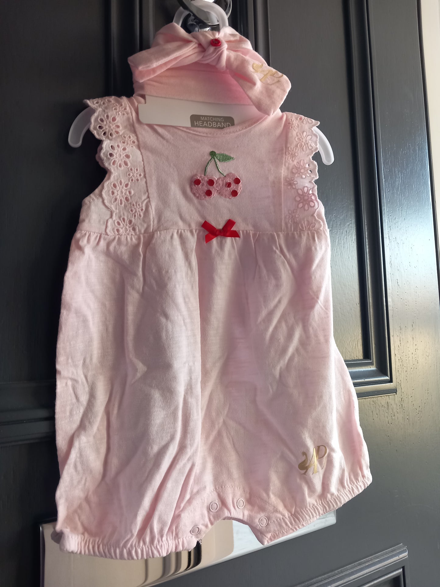 6-9 MTHS BABY PINK DESIGNER ROMPER SET KIDS