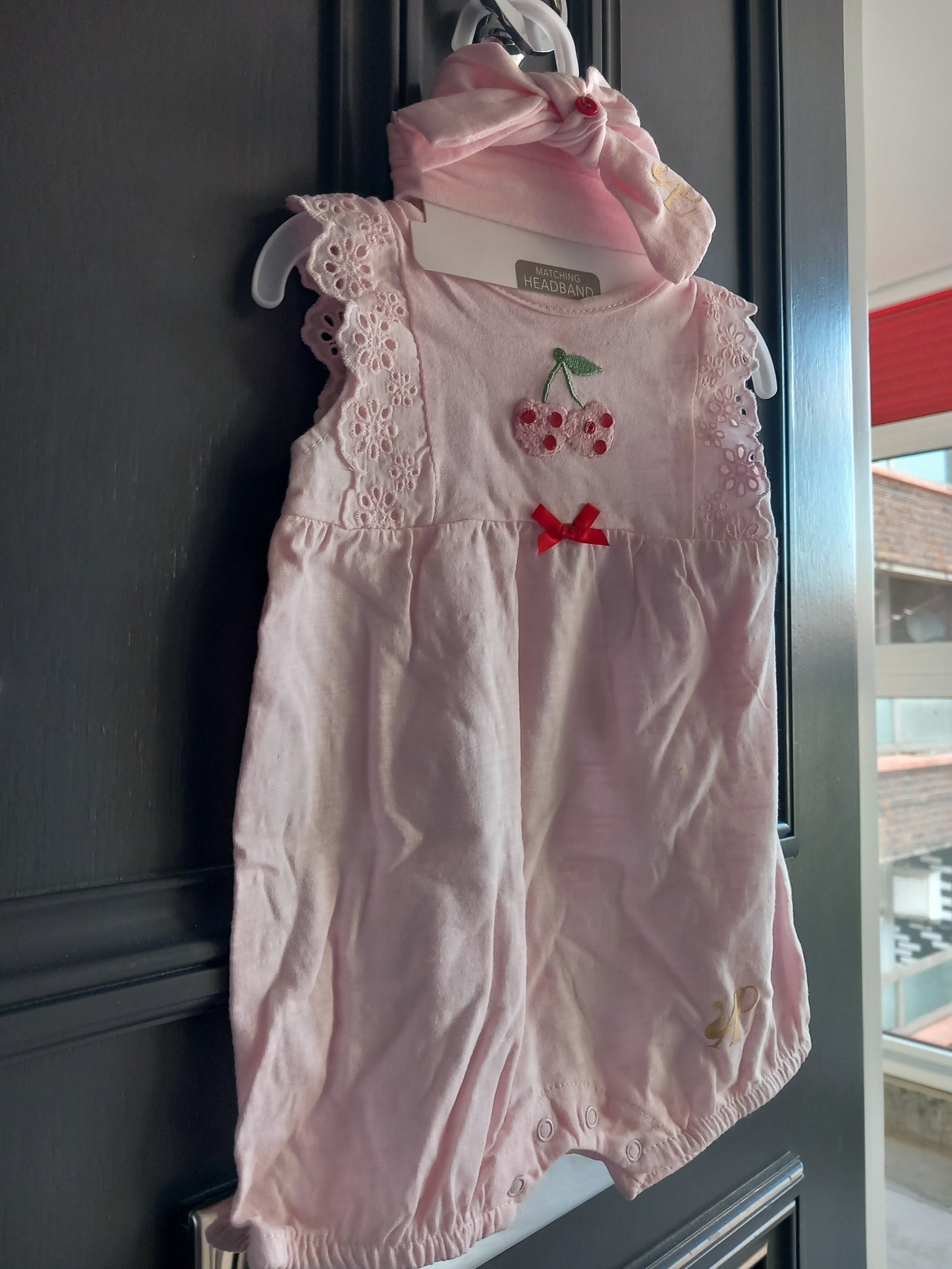 6-9 MTHS BABY PINK DESIGNER ROMPER SET KIDS