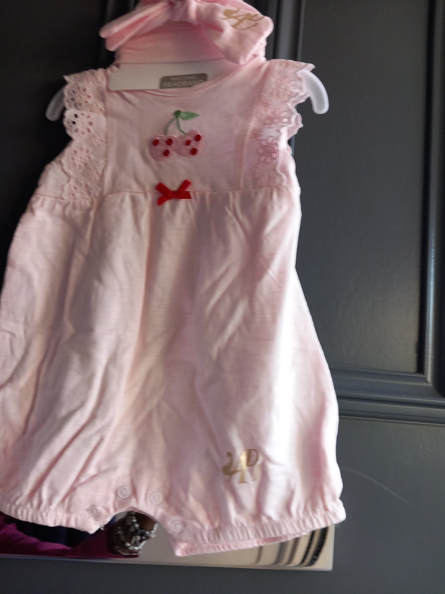 6-9 MTHS BABY PINK DESIGNER ROMPER SET KIDS
