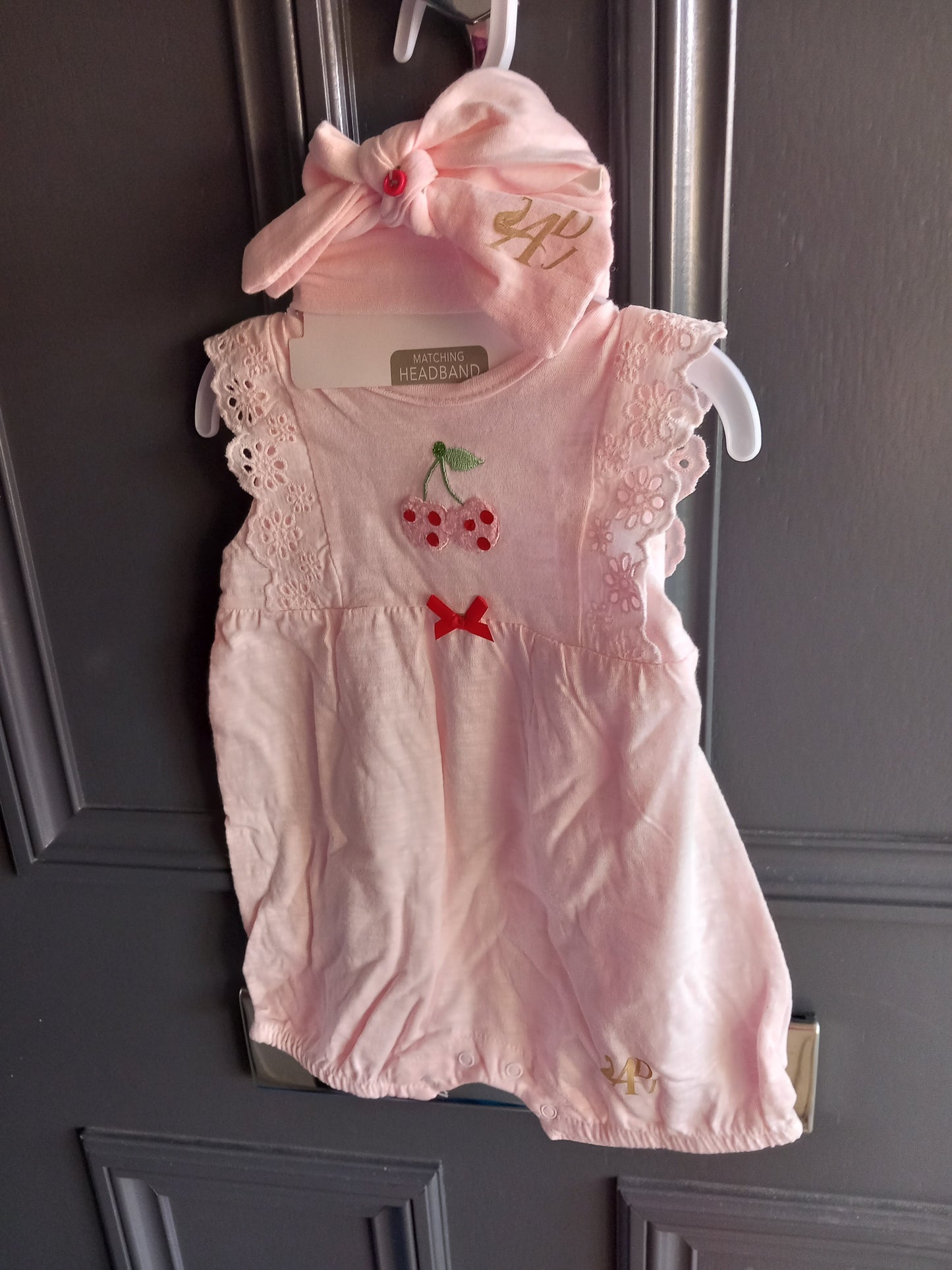 6-9 MTHS BABY PINK DESIGNER ROMPER SET KIDS