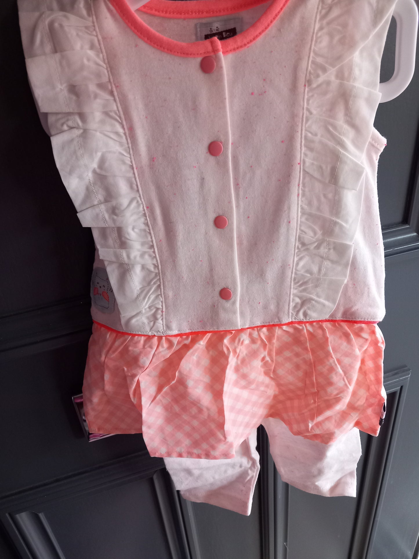 BABY WHITE AND PINK OUTFIT SET