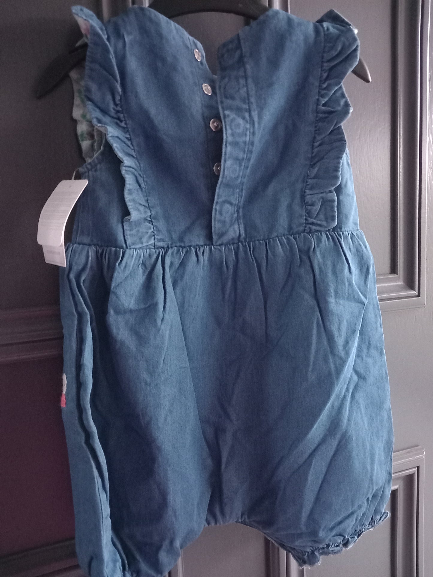 BABY COLOURED FLOWER TWO PIECE DENIM DUNGAREES