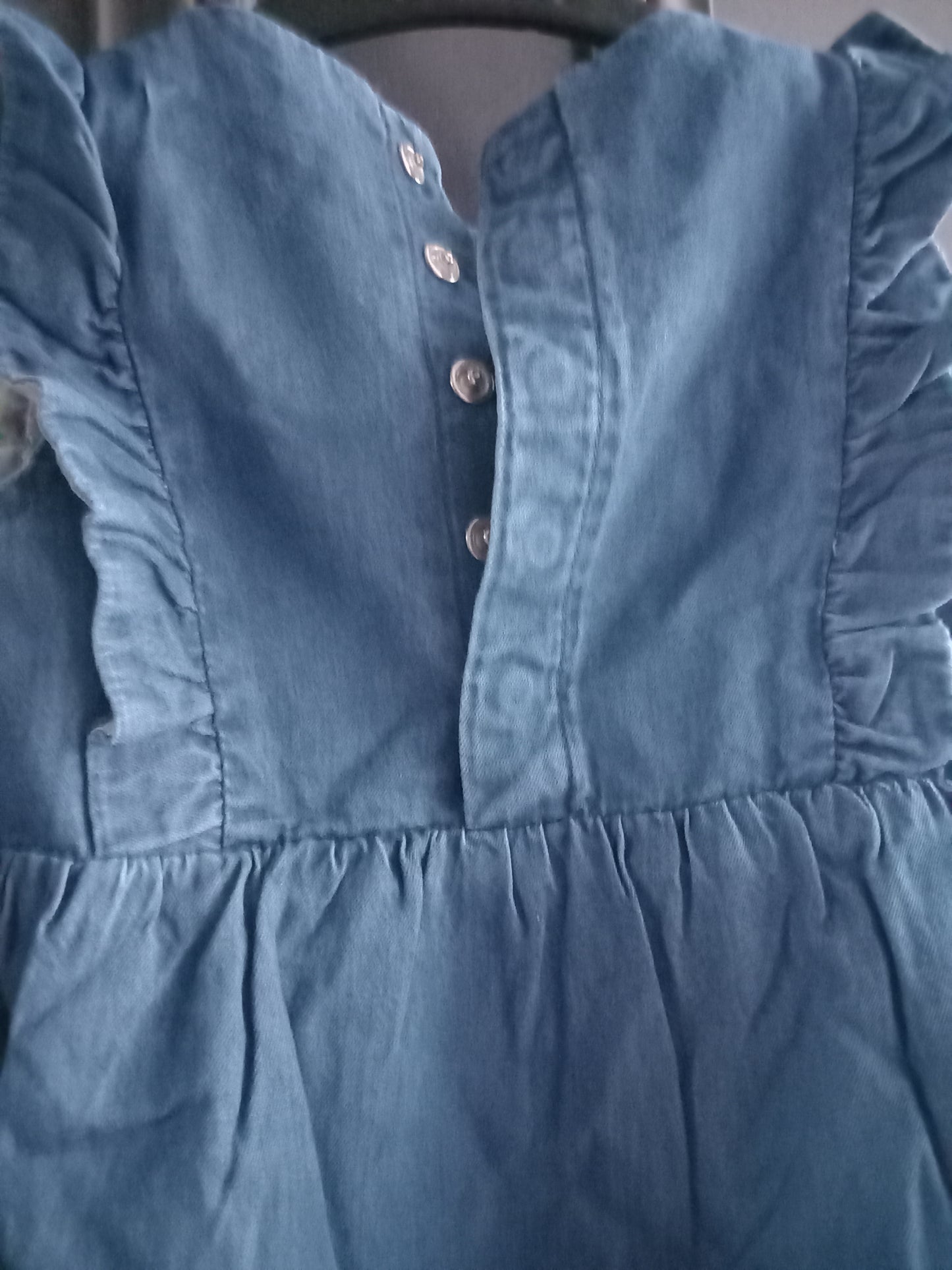 BABY COLOURED FLOWER TWO PIECE DENIM DUNGAREES
