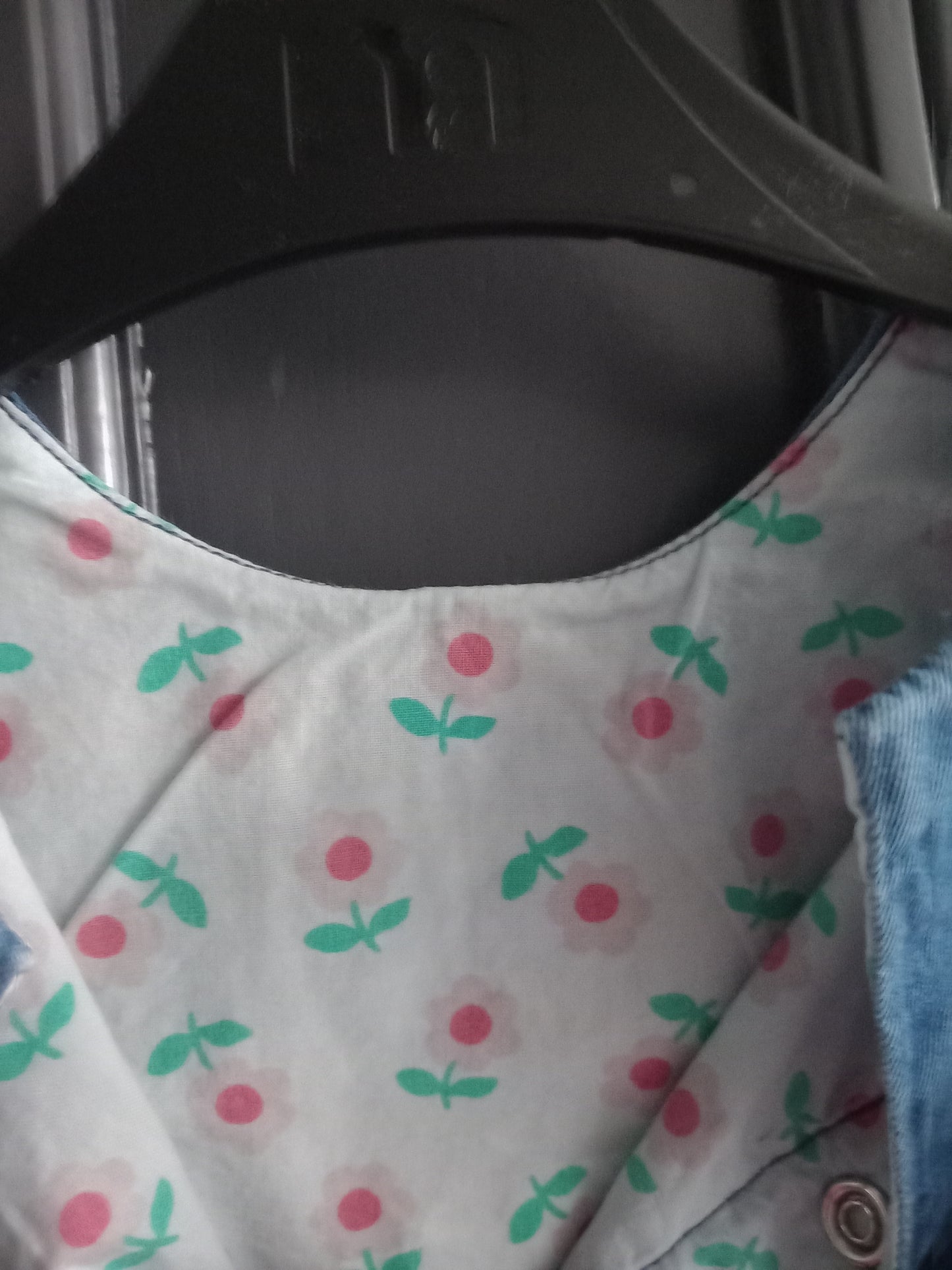 BABY COLOURED FLOWER TWO PIECE DENIM DUNGAREES