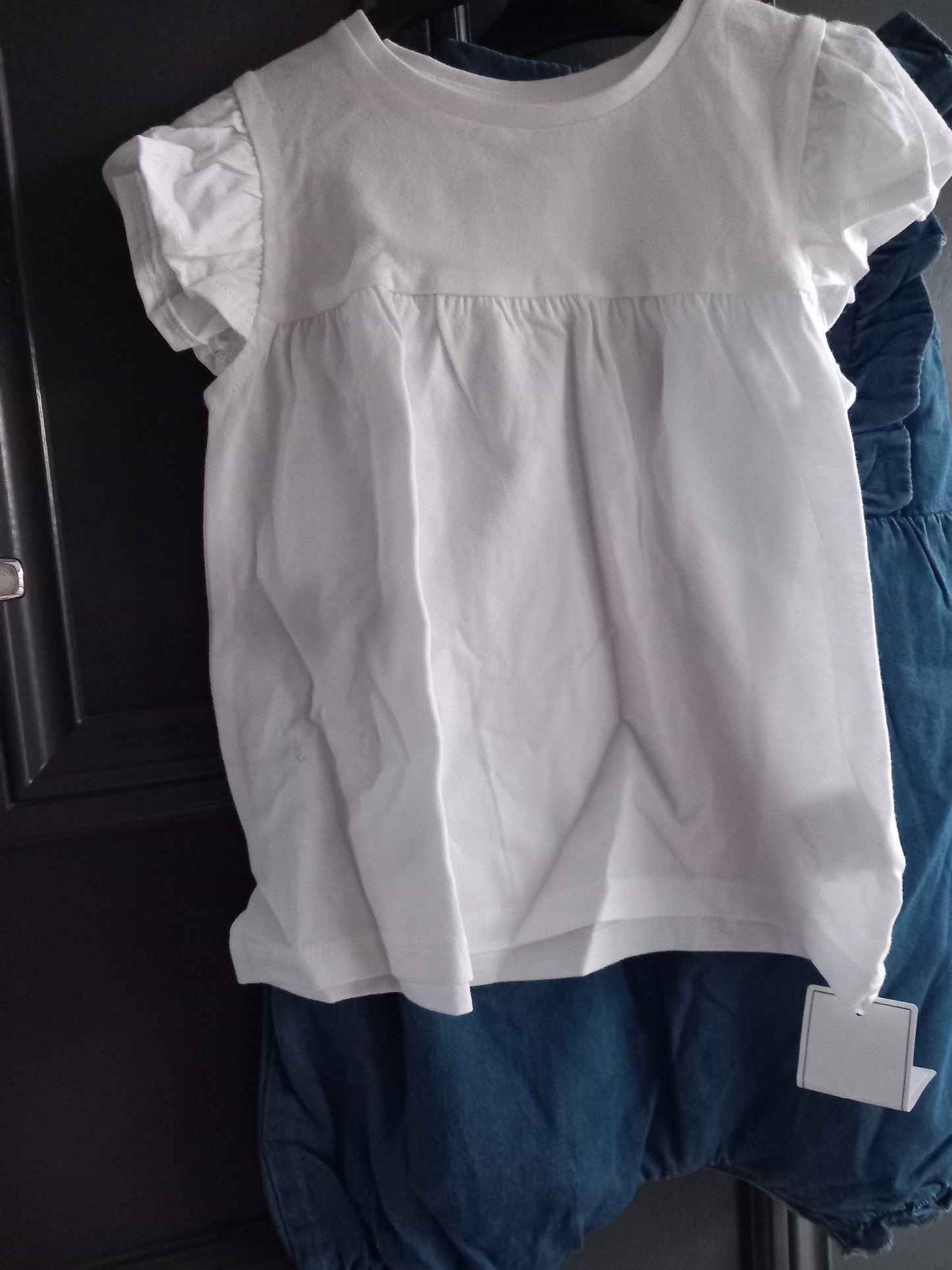 BABY COLOURED FLOWER TWO PIECE DENIM DUNGAREES