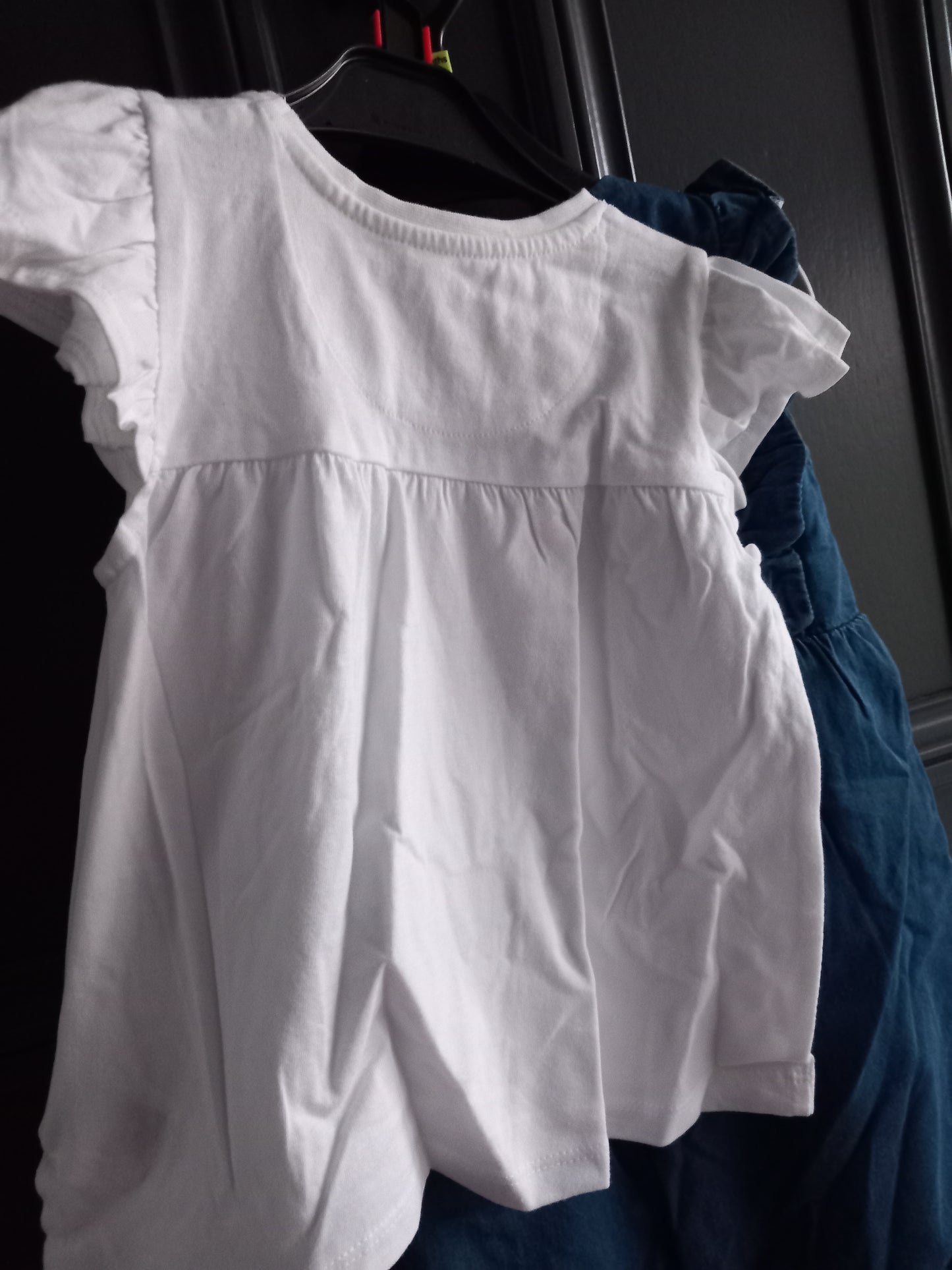 BABY COLOURED FLOWER TWO PIECE DENIM DUNGAREES