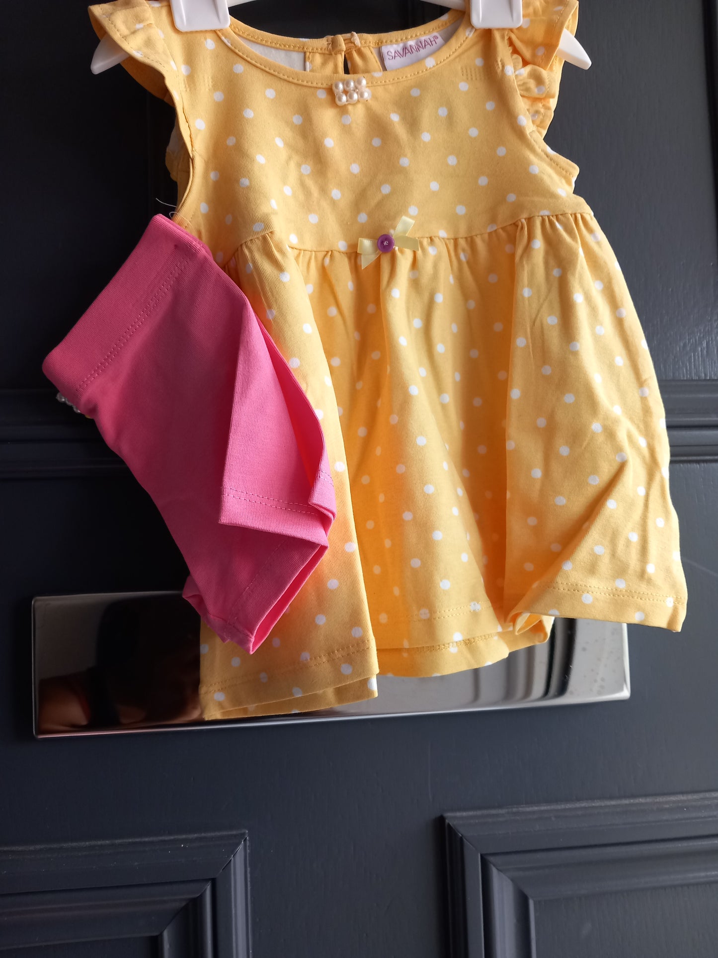 BABY POLKADOT WITH FAUX PEARL FRONT DETAIL