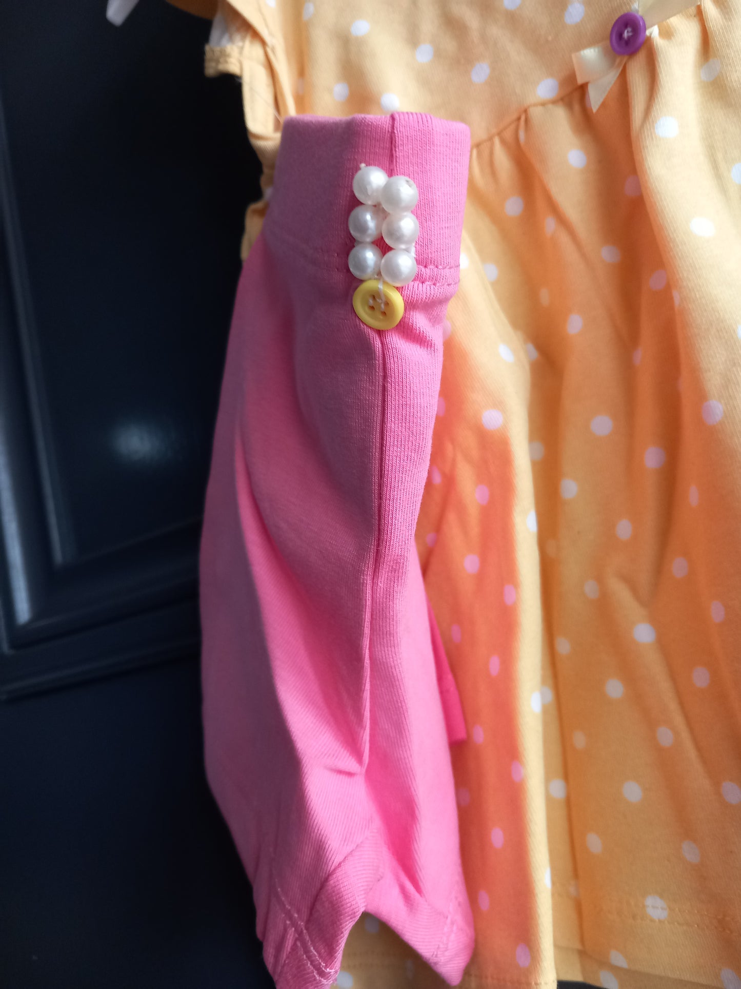 BABY POLKADOT WITH FAUX PEARL FRONT DETAIL