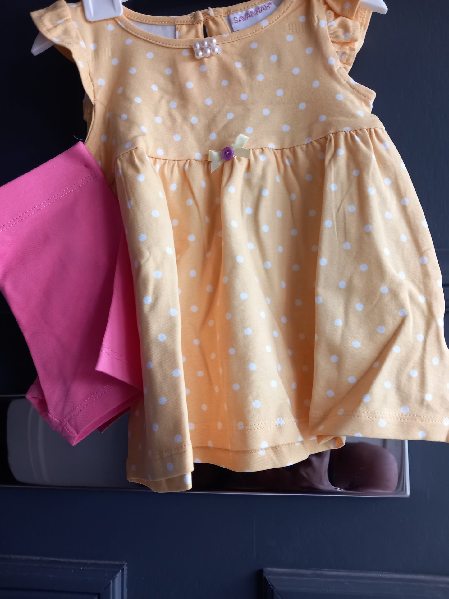 BABY POLKADOT WITH FAUX PEARL FRONT DETAIL