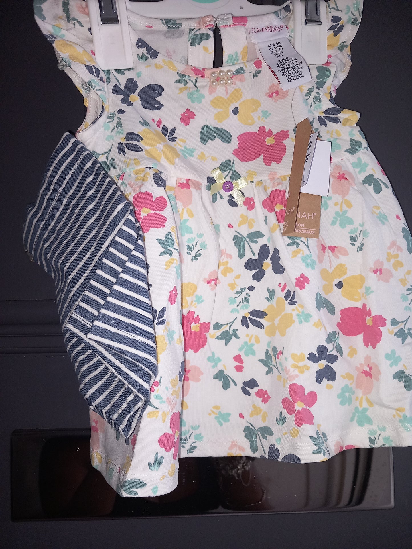 BABY FLORAL WITH FAUX PEARL FRONT DETAIL