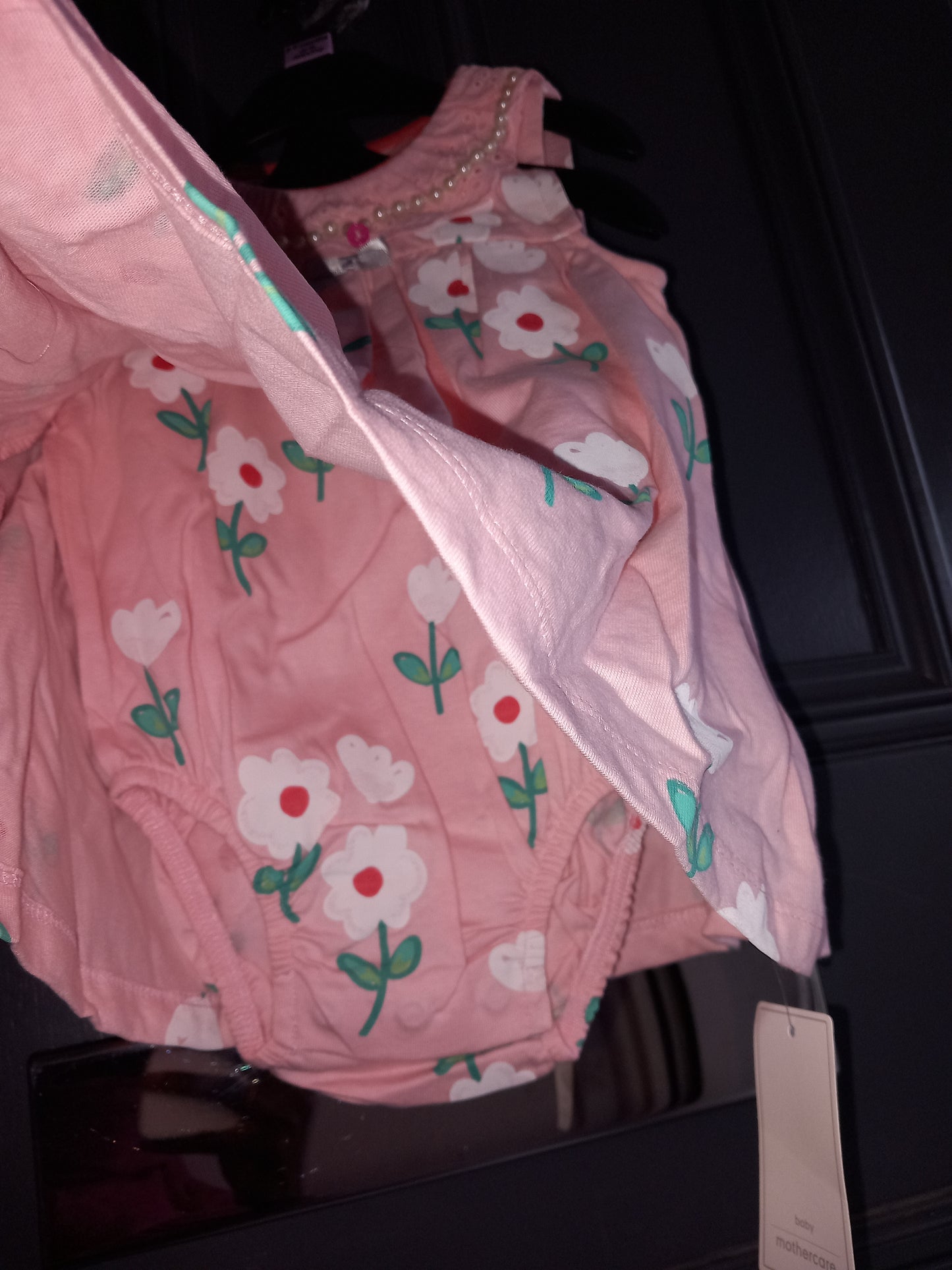 BABY PINK TRIM NECKLINE FLORAL