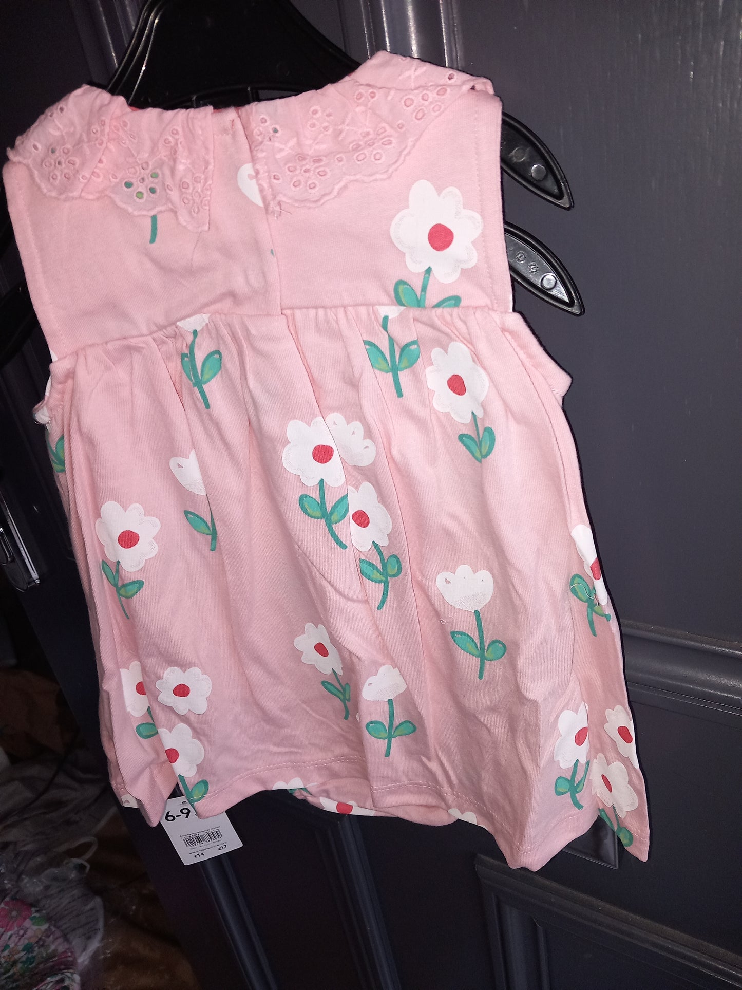 BABY PINK TRIM NECKLINE FLORAL