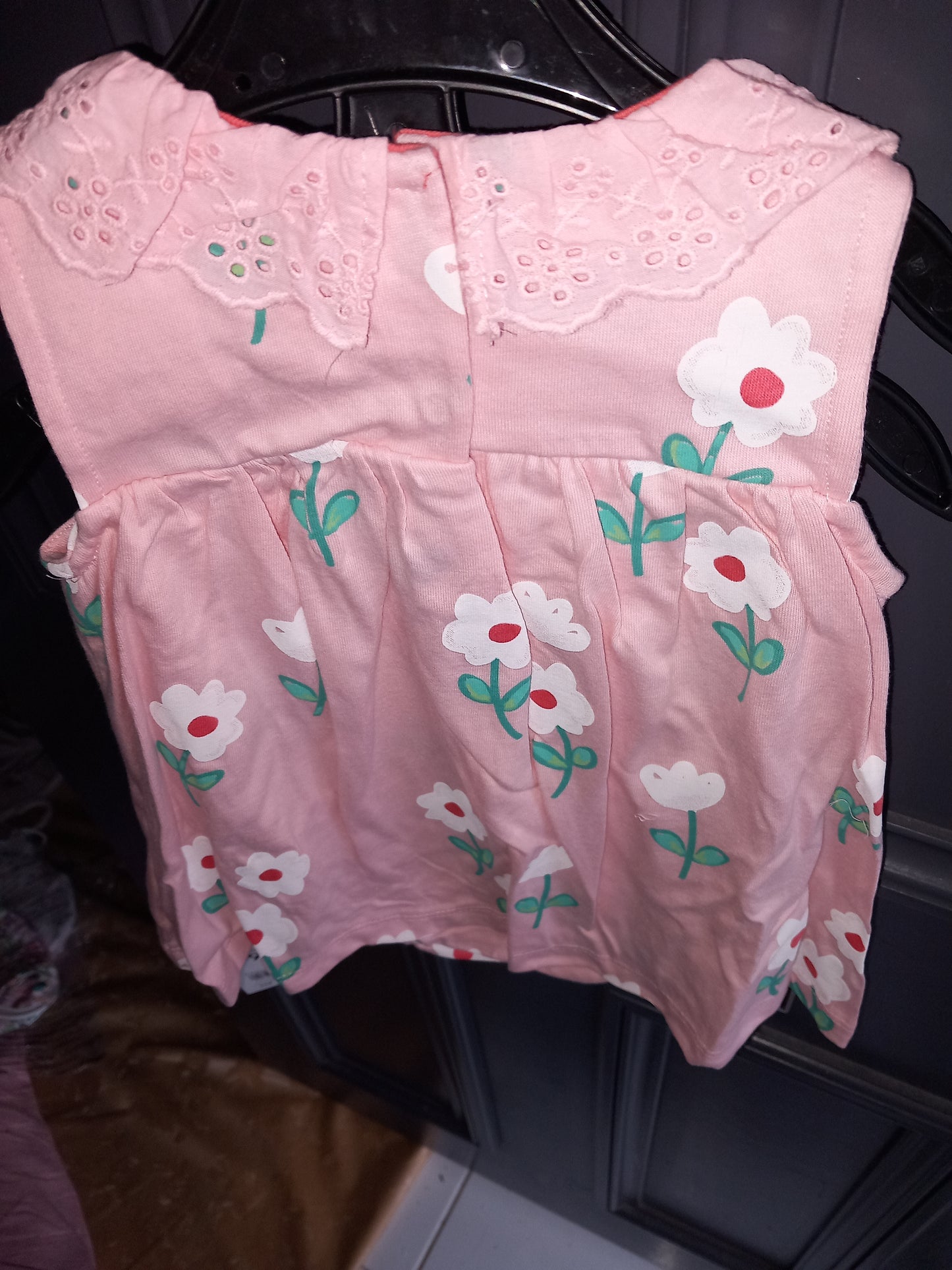 BABY PINK TRIM NECKLINE FLORAL