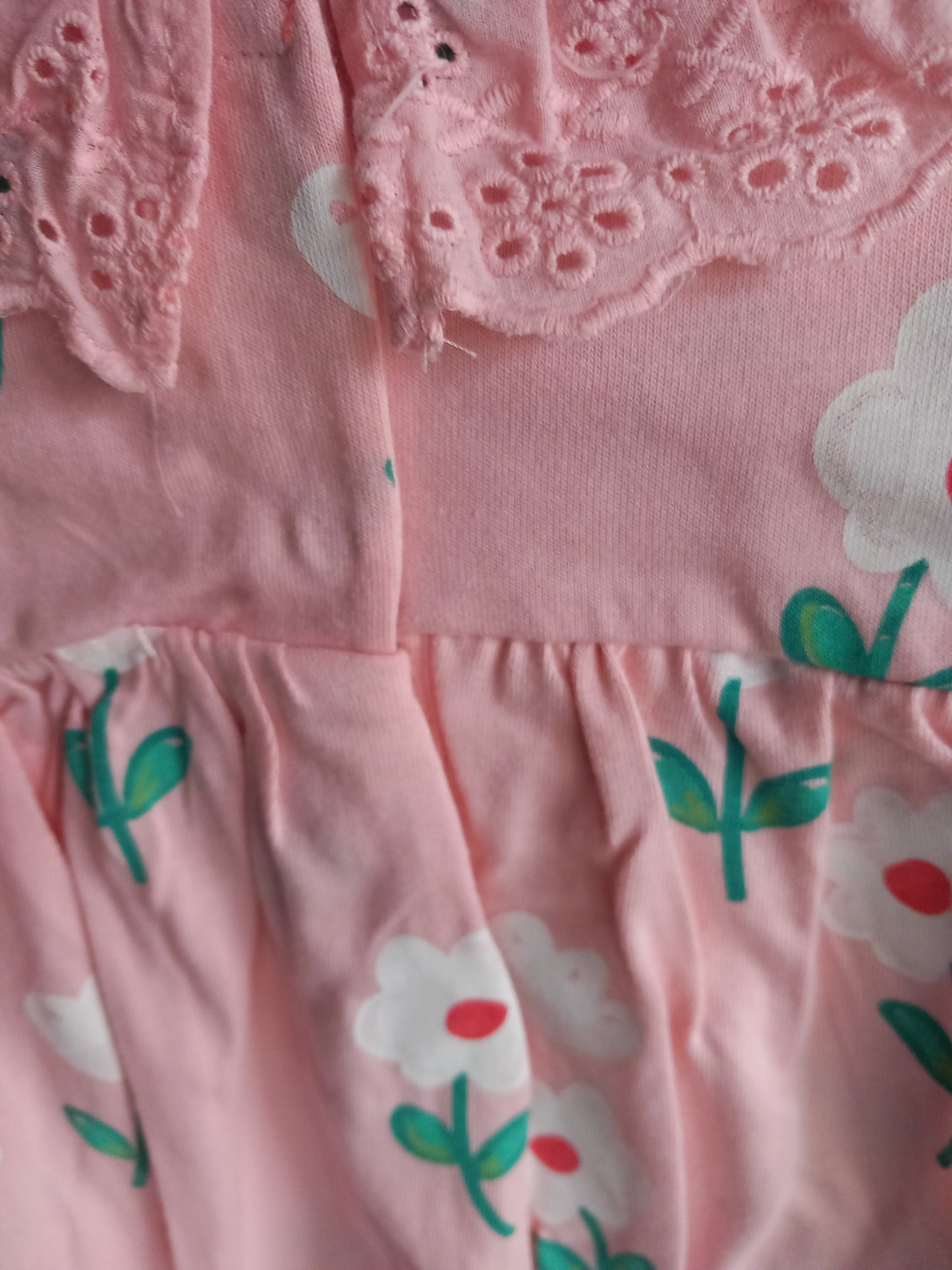 BABY PINK TRIM NECKLINE FLORAL