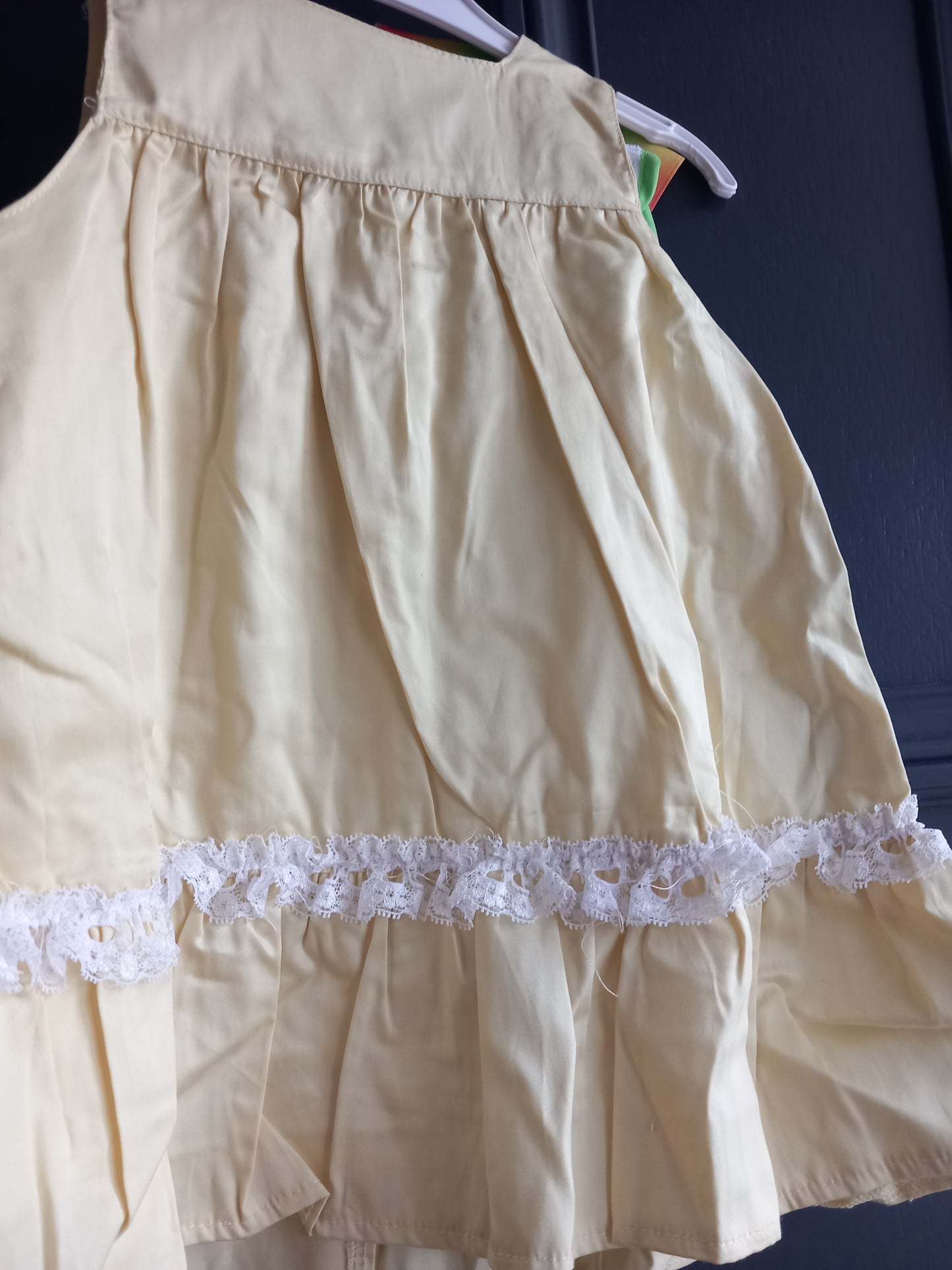 BABY YELLOW WHITE LACE TRIM DRESS 3 PIECE SET