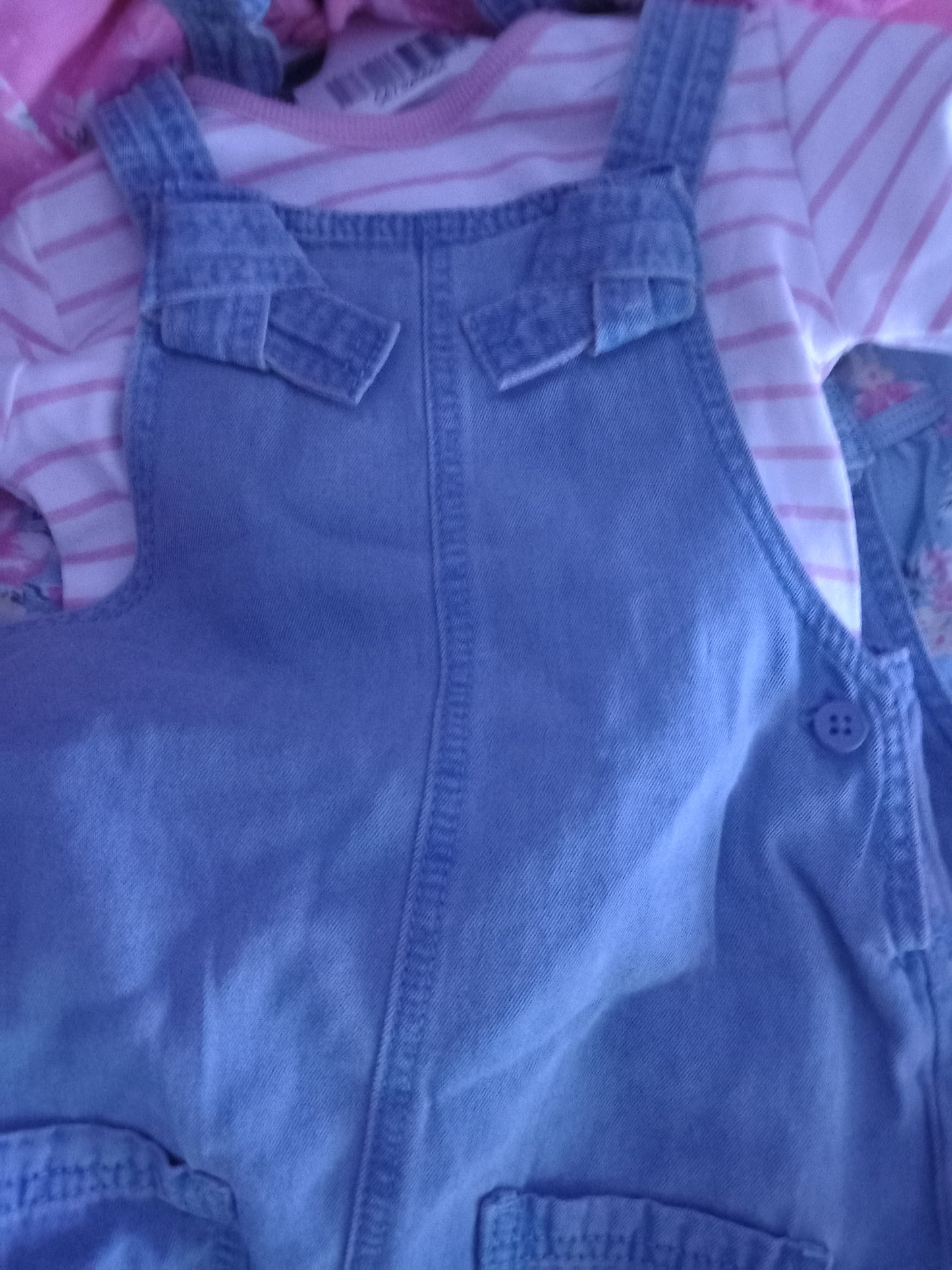 BABY FLORAL TWO PIECE DENIM DUNGAREES