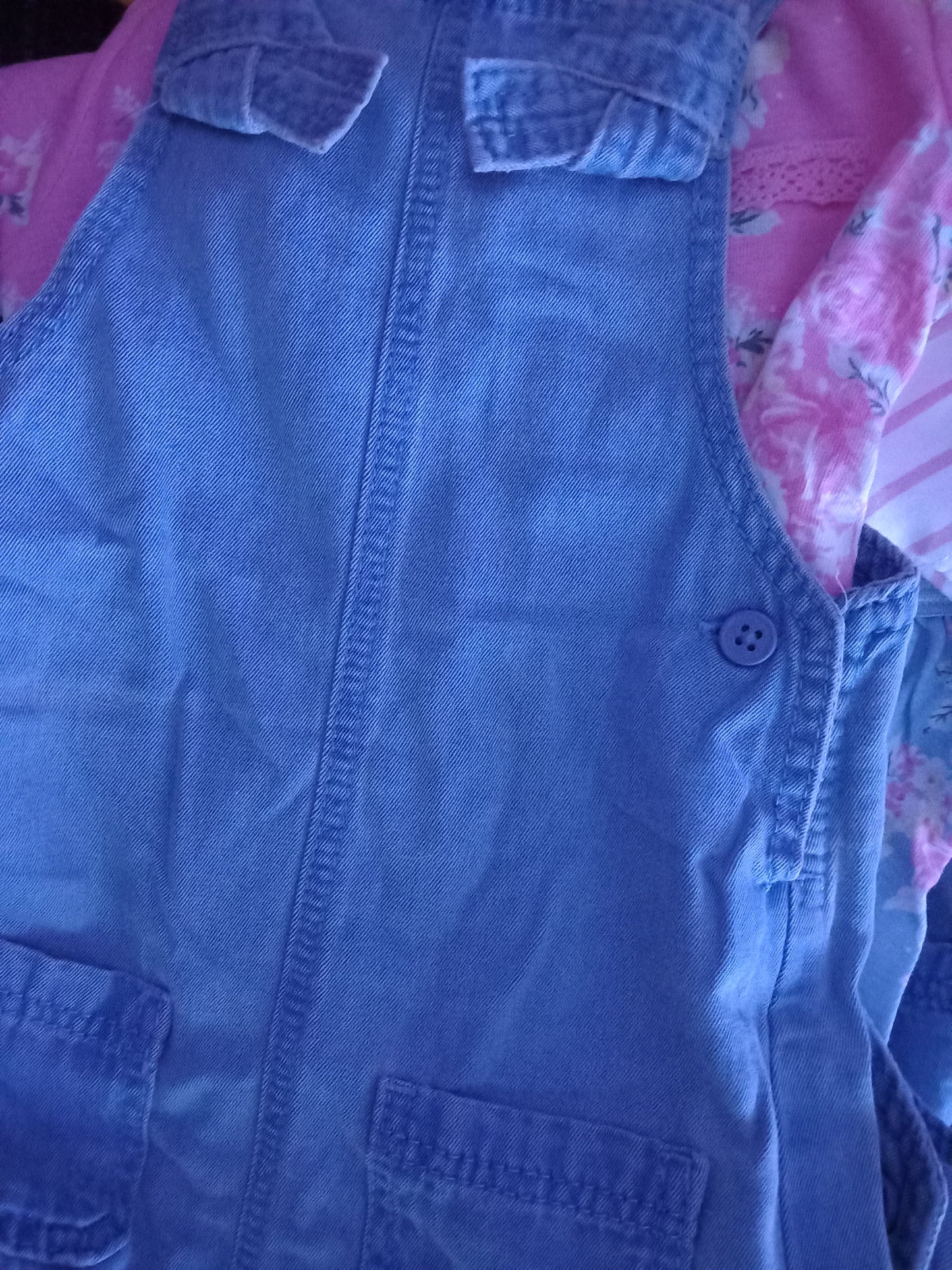 BABY FLORAL TWO PIECE DENIM DUNGAREES