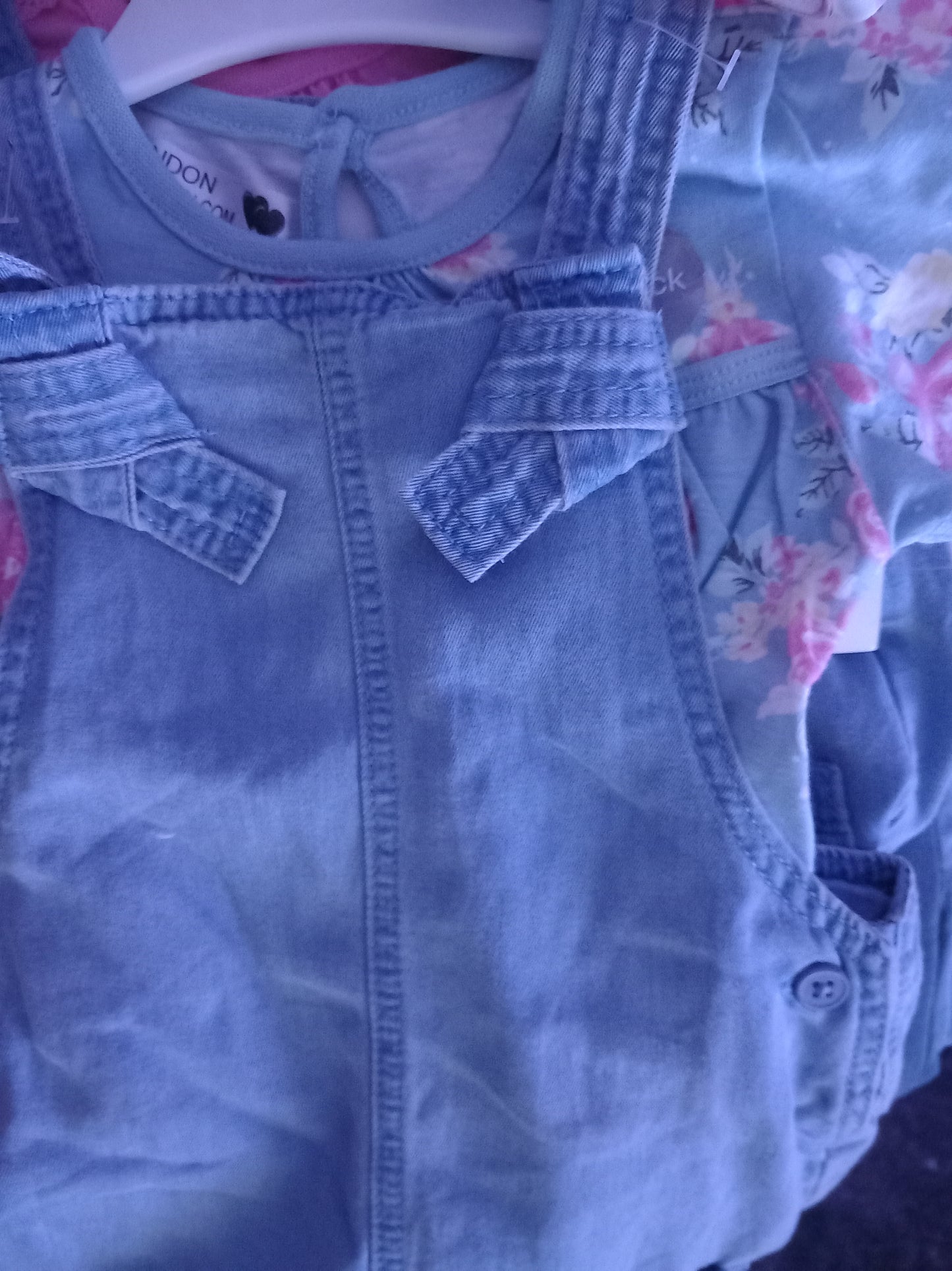 BABY FLORAL TWO PIECE DENIM DUNGAREES