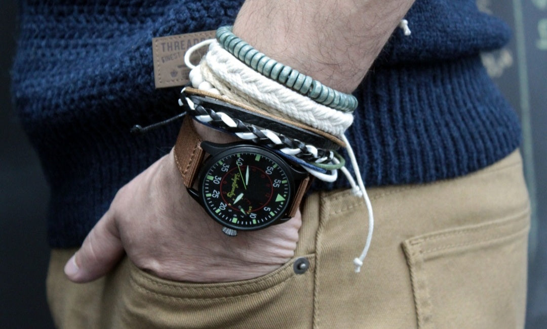 Mens Bracelet Sets - Metal & Leather (ASSORTED CHOICE)