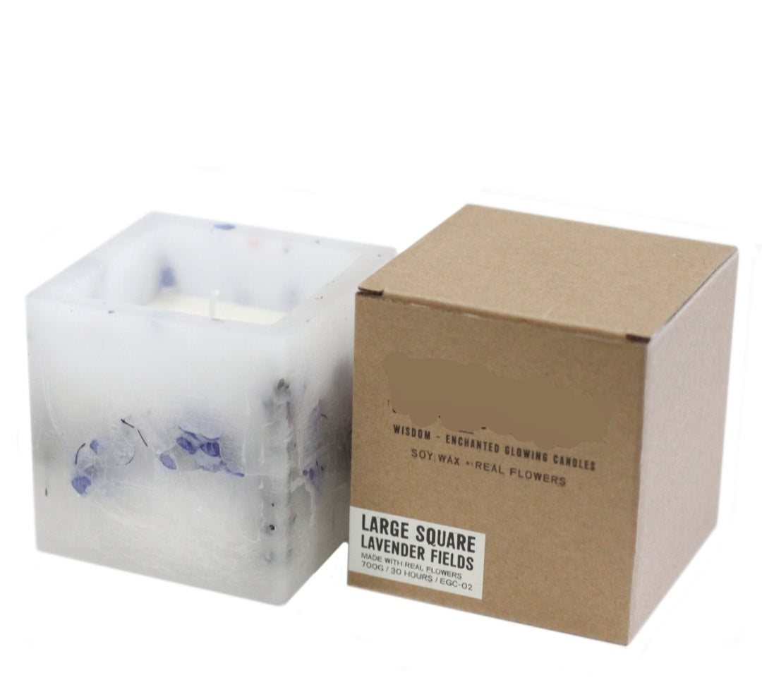 Enchanted Large Square Lavender Candle
