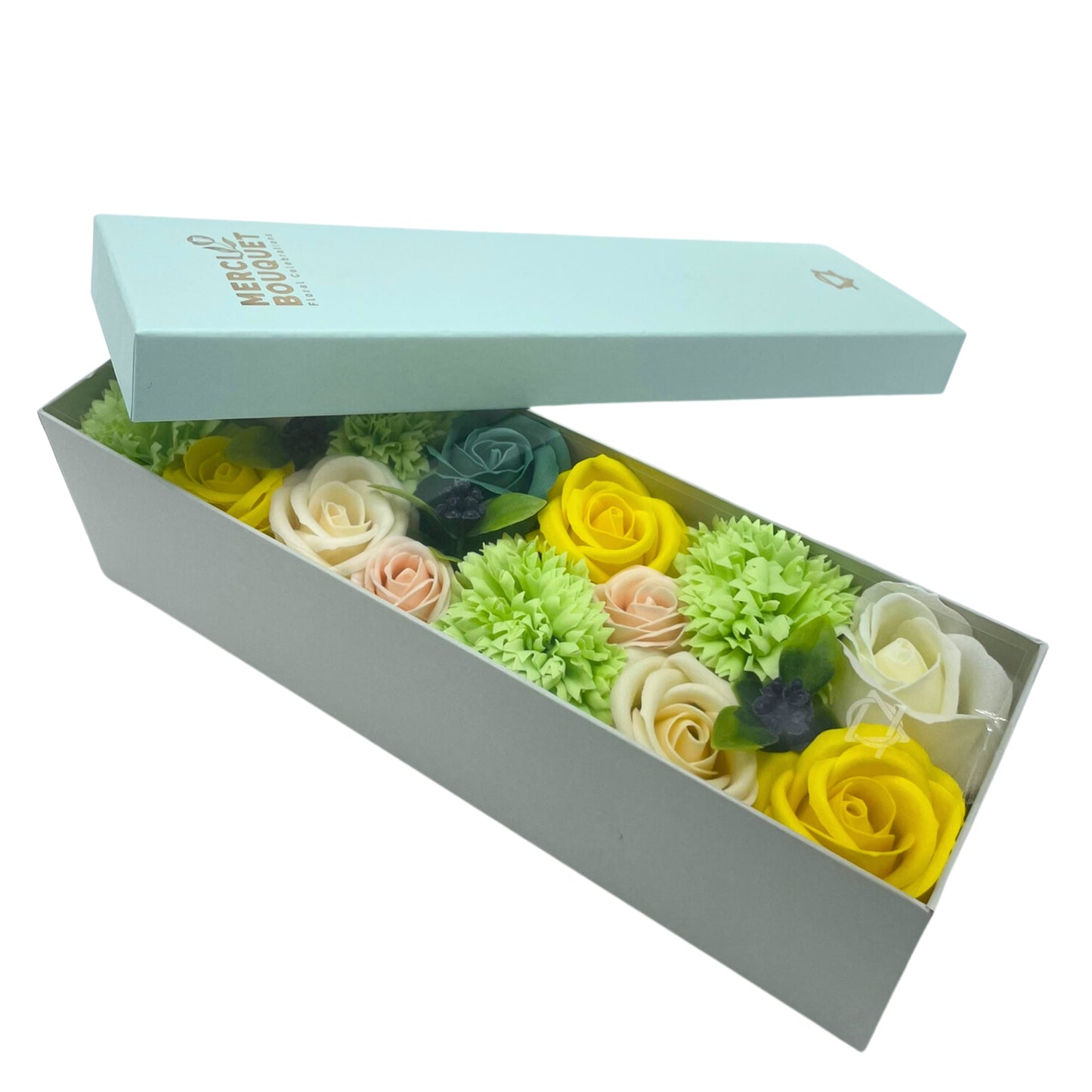 YELLOW AND GREEN FLOWER SOAP BOUQUET BY MERCI