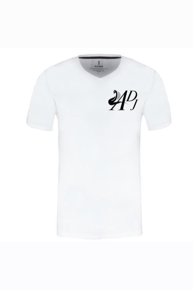 WHITE SOLID SHORT SLEEVE V-NECK T-SHIRT