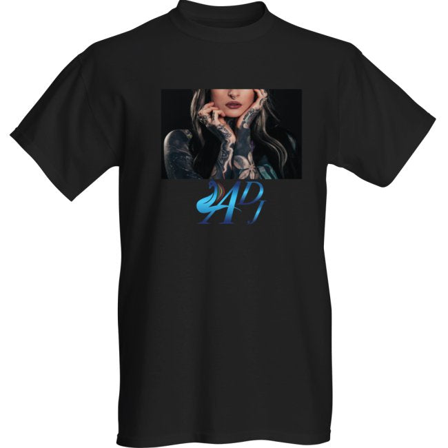 GENDER NEUTRAL TATOO LADY WITH COLOUR DESIGNER MOTIF T-SHIRT