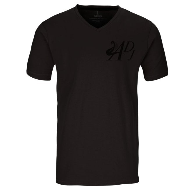 BLACK SOLID SHORT SLEEVE V-NECK T-SHIRT