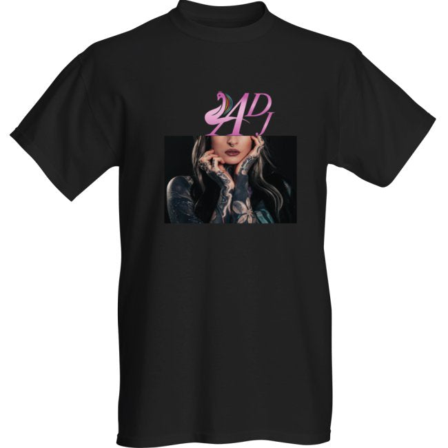 GENDER NEUTRAL TATOO LADY WITH PINK DESIGNER MOTIF T-SHIRT
