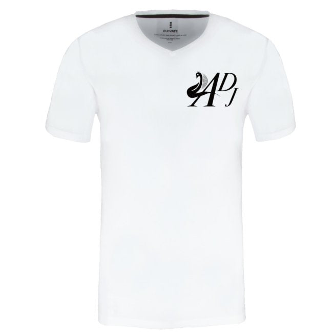 WHITE SOLID SHORT SLEEVE V-NECK T-SHIRT