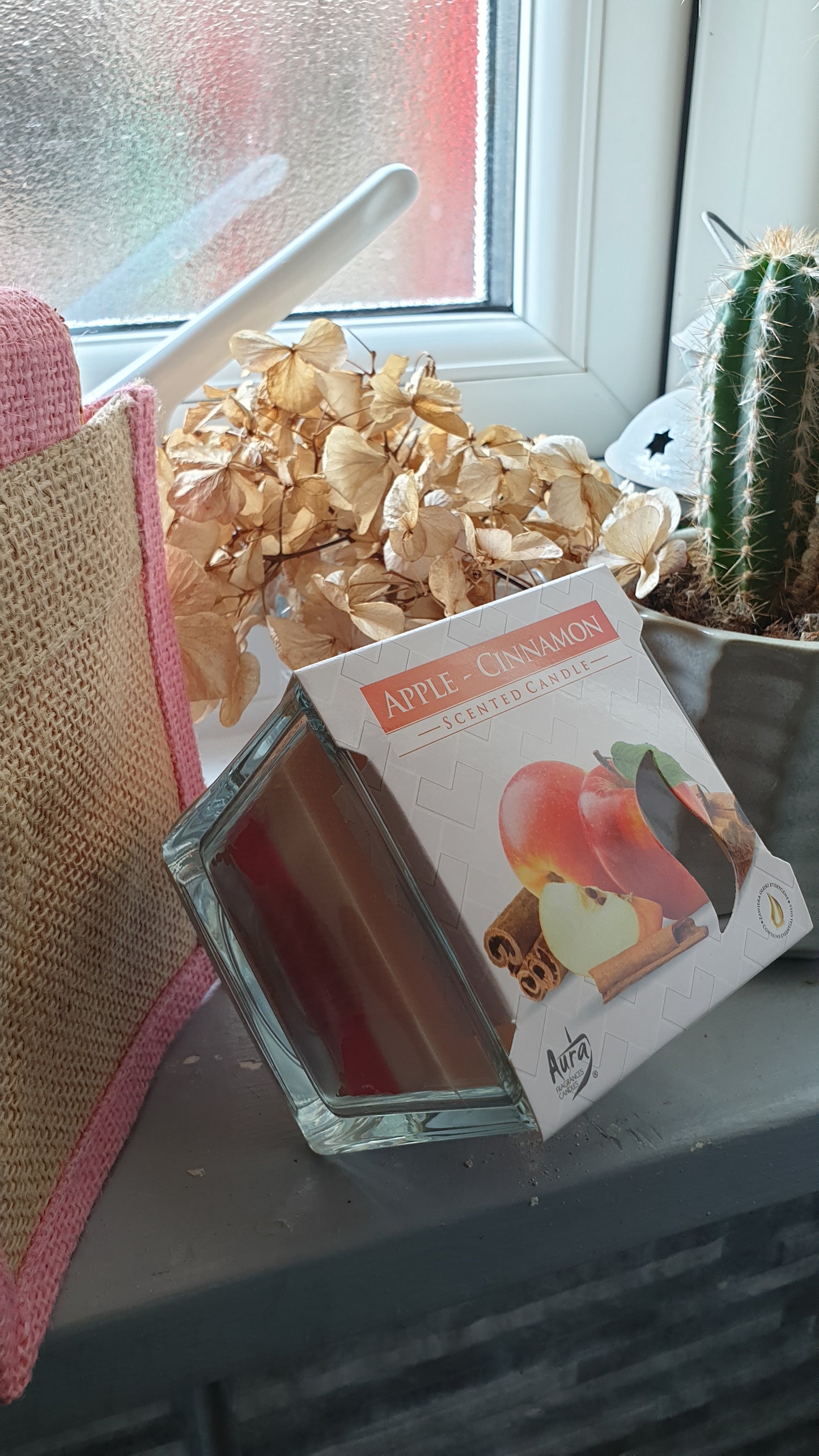 AURA APPLE AND CINNAMON SCENTED CANDLE