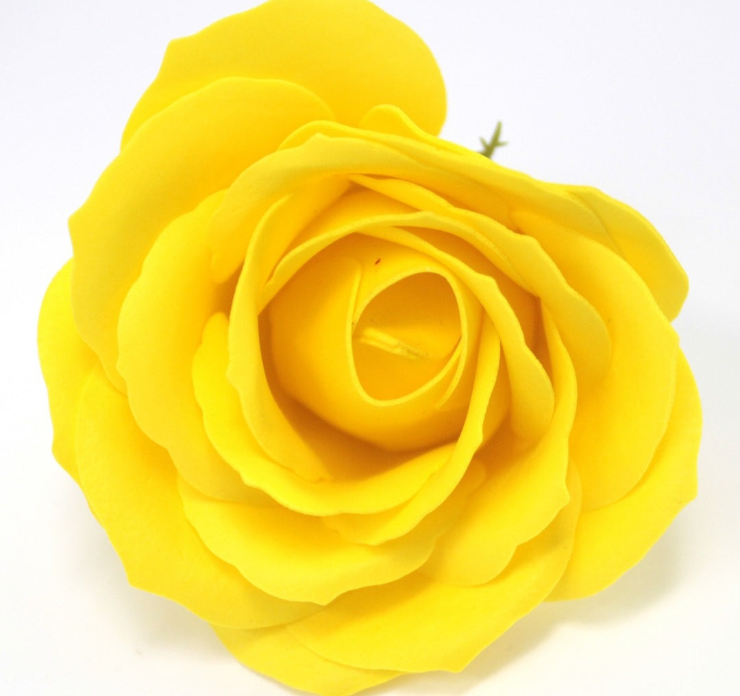 24 YELLOW ROSE HEADS LARGE SIZE FLOWER Soap Bouquet Box