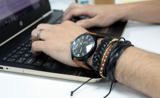 Mens Bracelet Sets - Metal & Leather (ASSORTED CHOICE)