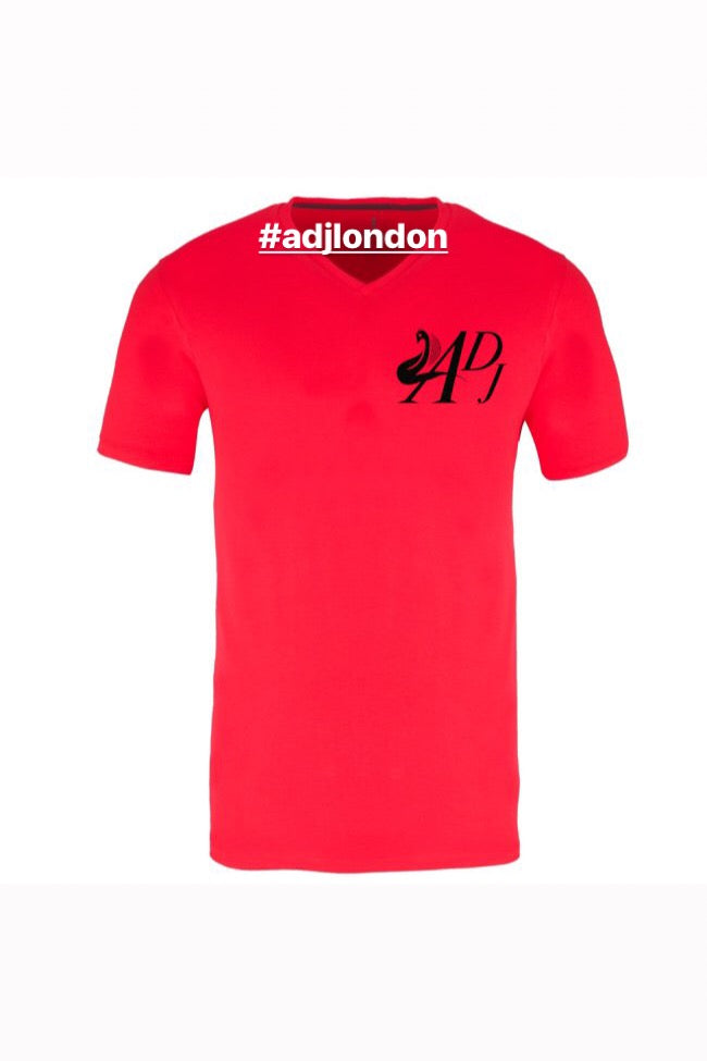 RED SHORT SLEEVE V-NECK T-SHIRT