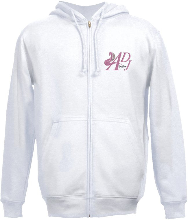 WHITE EMBROIDERED SWEATSHIRT HOODIE WITH PINK MOTIF