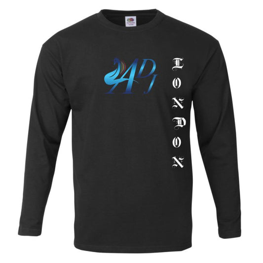 BLACK WITH BLUE MOTIF LONDON LONG SLEEVE TOP
