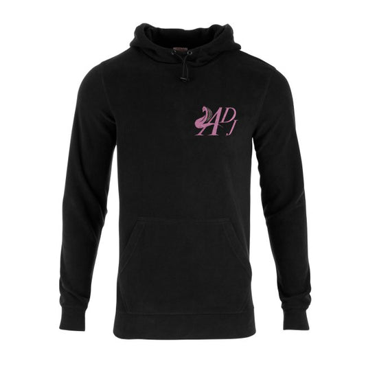 BLACK KANGAROO POCKET MEN’S HOODIE WITH PINK DESIGNER MOTIF