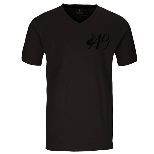 BLACK SOLID SHORT SLEEVE V-NECK T-SHIRT