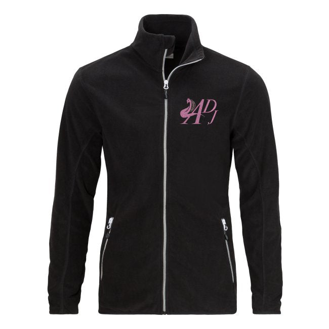 WOMEN’S BLACK FLEECE JACKET WITH PINK EMBROIDERY MOTIF