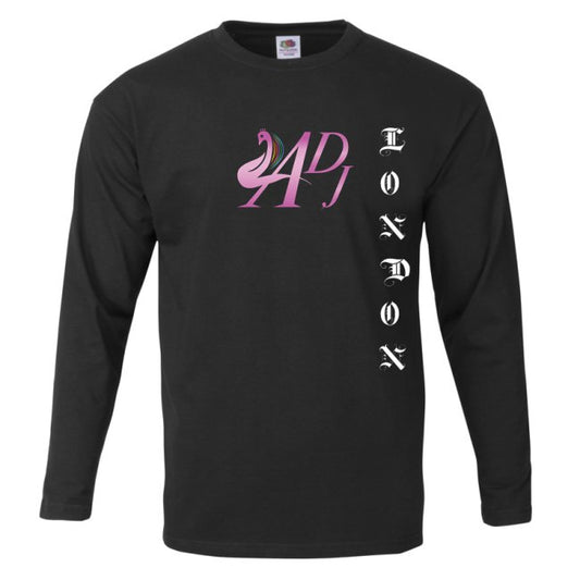 BLACK WITH PINK MOTIF LONDON TOP